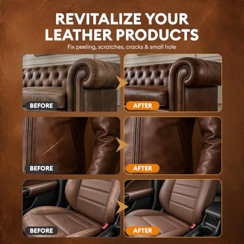 Leather Repair Kit for Furniture, Vinyl Repair Kit to Match Any Brown Color - color: Brown