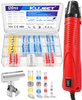 Kuject Mini Heat Gun, 120PCS Solder Seal Wire Connectors Kit, 350W Dual-Temp Heat Gun for Shrink Tubing, Waterproof Heat Shrink Wire Repair Kit with Solder Stick for Marine Automotive Truck, AWG 26-10