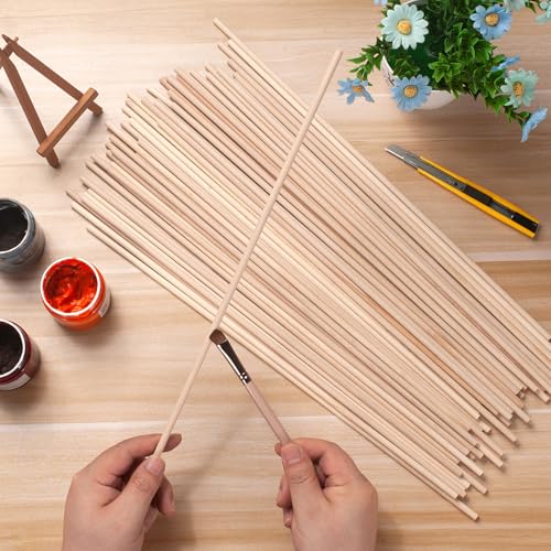 Wooden Dowels Wooden Sticks for Crafts 1/4" x 17.5", 50 PCS Wood Dowel Rods, Wood Sticks for Crafting, Macrame Dowels, Unfinished Round Hardwood Stick for Tiered Cake Support Flower Bouquet, Popsicle - size: 1/4"×17.5"-50PCS
