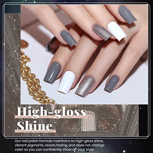 Beetles Nude Gel Nail Polish Set, Neutral Gray Gel Polish Sliver - color: A - Nude Gray Brown Silver | Goat's Tail