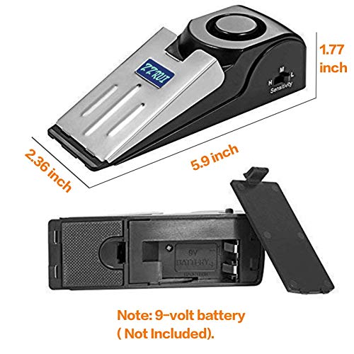 ZZRUI 2 Pack Door Stop Alarm with 120dB Siren, Wedge Door Stopper Security Device for Travel, Apartment, Hotel, Home – Portable Anti-Theft Floor Alarm for Entry Alert & Self Defense, Black - size: 2 Pack