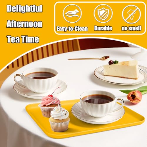 Plastic Serving Trays, 12 Pack Cafeteria Trays Plastic Fast Food Tray for DIY Projects, Painting, Beads, Organizing Supply, 9.4 X 6.7 X 0.6 Inches (Yellow) - color: Yellow