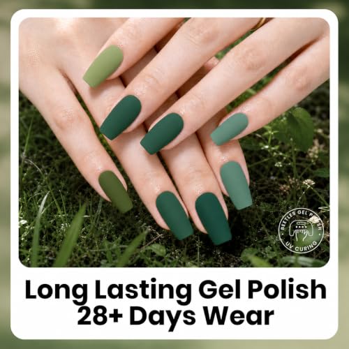beetles Green Gel Polish Set, 6 Olive Sage Forest Green Colors Gel - color: H - Creme | Wildwood Luxe