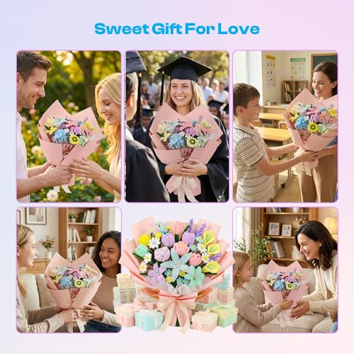 Caydo 700 Pieces Pipe Cleaner Flower Kit with 16 Flowers Videos, 7 Colors
