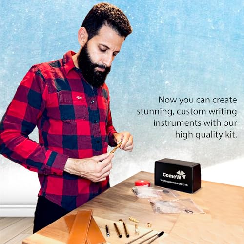 Slimline Woodturning Pen Kit – Premium Silver Twist Set with Black Ink 10 Pack + Bonus Covers – DIY Crafting Supplies for Lathe Turning, Handmade Gifts, and Custom Writing Tools