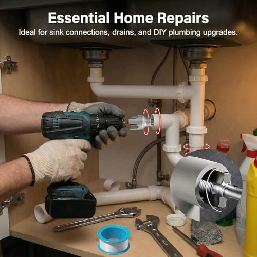 2Pcs Pvc Pipe Threader for 1/2" & 3/4", DIY Home Plumbing Tools Repair Kit - 4 in 1 Water Pipe Thread Cutting Tool for Plastic Pipes, Internal & External Pipe Tapping and Threading Tool for Drill