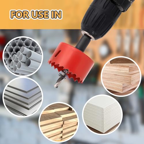Bi-Metal Hole Saw Kit - 9 Pcs General Purpose Hole Saw Drill Bits, Sizes 3/4" to 3", HSS Hole Cutter with Arbor & Pilot Bit - Ideal for Wood, Plywood, Cornhole, Ceiling, and Drywall - size: 19-76mm