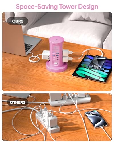 Power Strip Tower, kakyanill Charging Station 9 AC Outlets 8 USB Ports - color: Purple, size: 24W