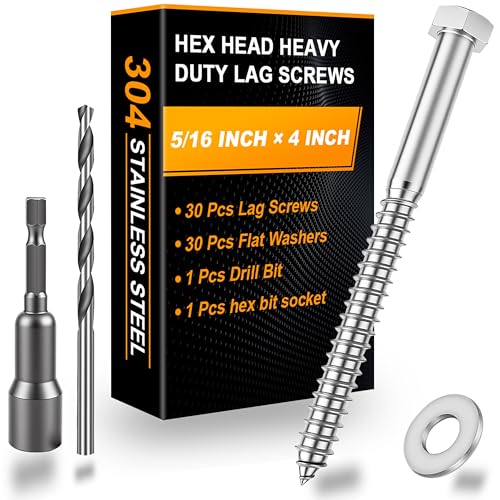 Hex Head Lag Bolts for Wood, Lag Screws 5/16" x 4",30 PCS - size: 5/16" x 4"