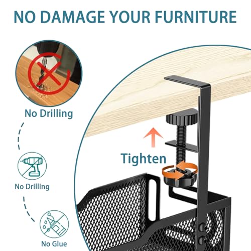 2Pack Under Desk Cable Management Tray, No Drill Mesh Desk Cable Tray - color: 2Pack-Black (15.3''+15.7'')