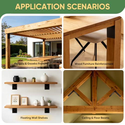 4 Pcs 6"x6"x5" Heavy Duty L Shaped Corner Brackets, 3MM Thick - size: 6×6×5×3