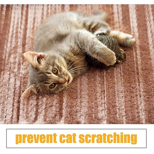 Tinideya 2 Rolls 27 in x 6 ft x 0.017 in Clear Plastic Floor Protector PVC Runner with Grippers Non Slip Stain Resistant Floor Mat Ribbed Covering for Carpet Rug High Traffic Hallway Entrance - size: 27in x 6ft x 0.017in