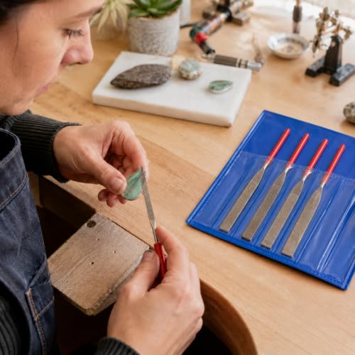 Drilax 6-Pc Diamond File Set, Flat Hand Files (40–600 Grit) Heavy-Duty Diamond Sharpening & Finishing Tools for Glass, Jewelry, Stone, Metal Precision Craft Files for DIY, Workshop & Professional Use