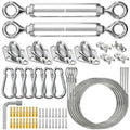 HYASIA Shade Sail Hardware Kit with Wire Ropes, 304 Stainless Steel Heavy-Duty Rustproof Turnbuckles, Hardware for Triangle Rectangle Square Sun Shade Sails, Ideal for Patios Gardens Lawns Outdoor