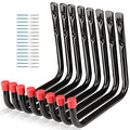 8 Pack Wall Mount Storage Hooks, 9.6IN Garage Utility Hanger for Ladder, Hold Chairs, Garden Tool, Hose, Bike - size: 9.6inch