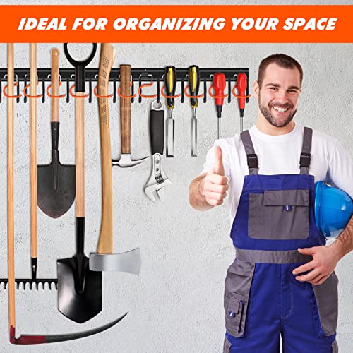 TVKB 34'' All Metal Garden Tool Organizer Wall Mount Garage Organizers and Storage with Hooks Tool Hangers for Shed - size: 34inch(17"x2pack)