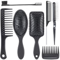 SIMPOR 7 Pcs Wig Brush Set for Synthetic Hair for Hair Extensions and Wigs - color: Black - 7 Pcs