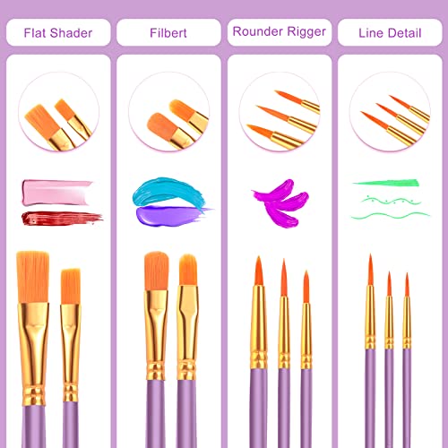 ESRICH 80PCS Paint Brushes, Paint Brush for Acrylic Painting - color: Purple, size: 80
