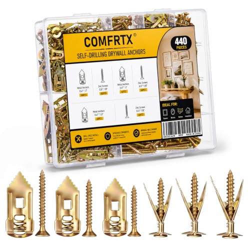 440PCS 3 Sizes Self Drilling Drywall Anchors with Screws Kit