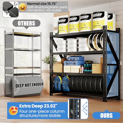 Heavy Duty Metal Shelving Units, Garage Shelves & Storage System - size: 71"W x 24"D x 69"H