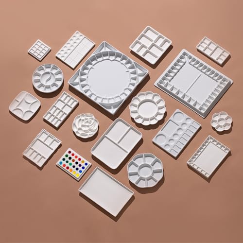 MEEDEN 24-Well Ceramic Watercolor Paint Palette with Cover - size: 24-well