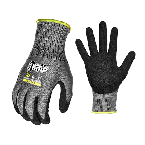 Gorilla Grip A9 Cut Resistant Work Gloves, Nitrile Coated -X-Large (27243-212B) - color: Grey A9, size: X-Large