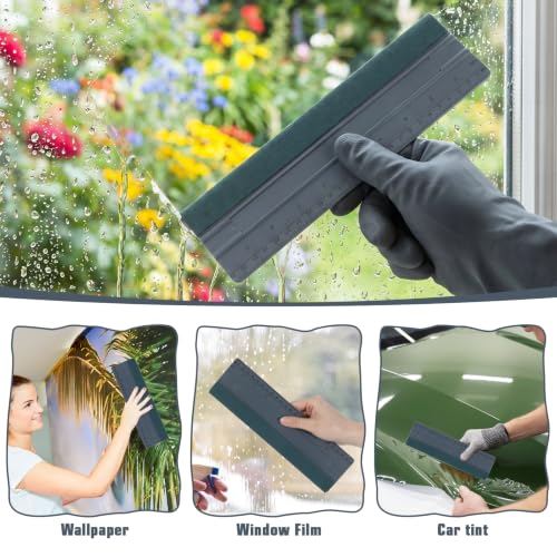 Wallpaper Smoothing Tool, Professional Vinyl Squeegee with Ruler | Felt Squeegee for Vinyl Decals Sticker Paper Wallpaper Window Film Tools (Gray, 10inch) - size: 10in Gray
