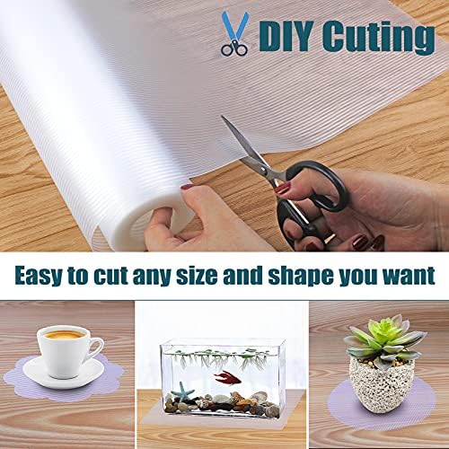 Shelf Liner, Non-Slip Cabinet Liner, Washable Oil-Proof for Kitchen Cabinet, Shelves, Refrigerator, Storage, Desks, 17.5 Inches x 10 FT, Non Adhesive Drawers Liner (17.5 Inches x 10 FT)… Clear - size: 17.5"W x 120"L