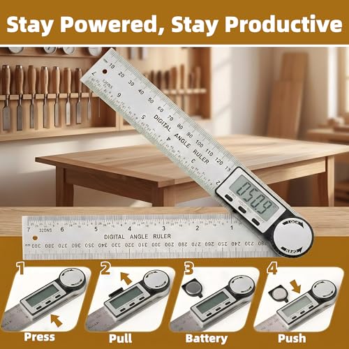 Digital Angle Finder, 7inch 200mm Stainless Steel Precision Measurements, Miter Saw Protractor Angle Calculation and Portable Design(DA-01)