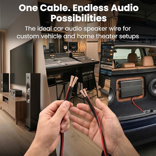 GEARit 12 Gauge Speaker Wire 100FT, 12/2 CCA Cable for Home Theater - color: Black, size: 12AWG / 100 Feet