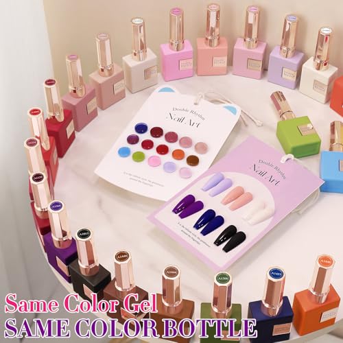 Double Rhythm 28Pcs 0.5Oz Gel Nail Polish Set Same Color Same Bottle Gel Polish Kit Nail Art Manicure Salon DIY at Home for Women (Red Pink Collection-T24-4) - color: Red Nude Pink