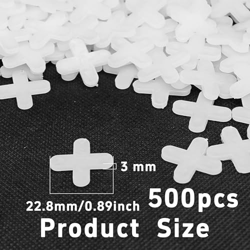 500 PCS 1/4 Inch Tile Spacers, High Quality Plastic Cross Leveling System, Accurate Floor & Wall Ceramic Tile Alignment Tools for DIY and Professional Installation, Consistent Gap Width - size: 1/4 Inch