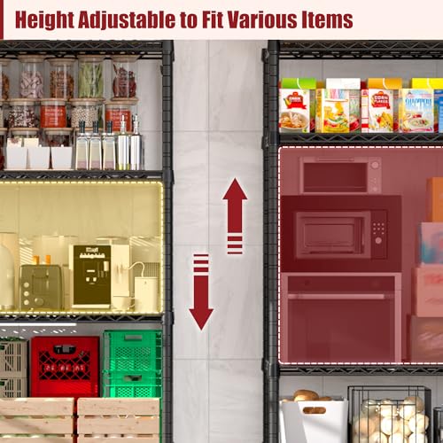 PrimeZone 55.5" Wx24 x80 Heavy Duty Metal Wire Storage Shelving with Wheels - size: 55.5"W x 24"D x 80"H
