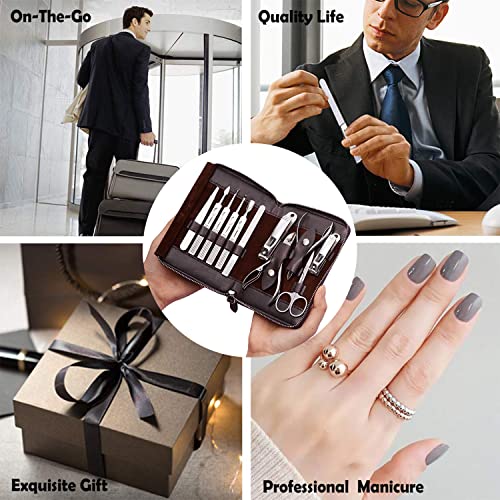 FAMILIFE Stainless Steel Manicure Set 11-in-1 Professional Nail Clipper Kit - color: Purple