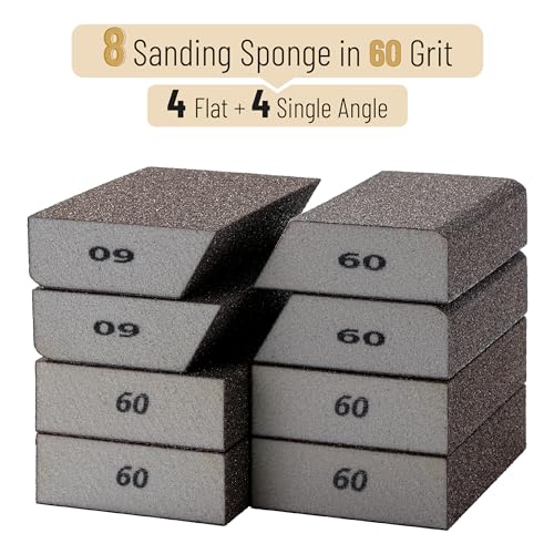 Bates- Sanding Sponge, 8 pcs, 60 Grit, Washable and Reusable, Sandpaper Block, Sanding Blocks for Wood, Sanding Pad, Drywall Sanding Block, Drywall Sanding Sponge - size: 8 Pack, 60 Grit