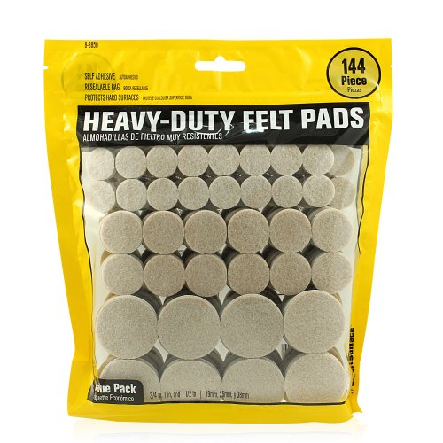 Smart Surface 8850 Heavy Duty Self Adhesive Furniture Felt Pads 3/4-Inch, 1-Inch & 1-1/2-Inch Round Oatmeal 144-Piece Value Variety Pack in Resealable Bag