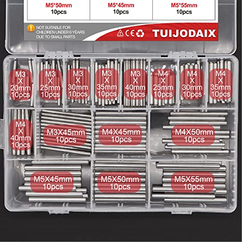 150Pcs 304 Stainless Steel Dowel Pin Assortment Kit M3 M4 M5 with Box - size: M3/M4/M5