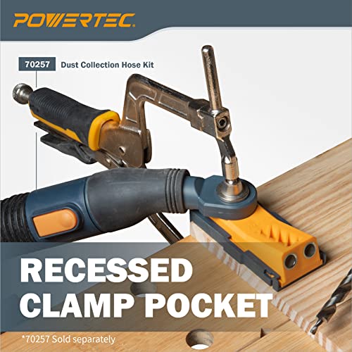 POWERTEC Pocket Hole Jig Kit, Pocket Screw Jig, Woodworking Jigs with Adjustable Depth Drill Guides, 3/8" Drill Bit, Stop Collar, Dust Collector Adapter for Twin Pocket Holes, Wood Joint Tool - 71643 - style: TwinPocket Hole Jig Kit w/ Dust Adapter