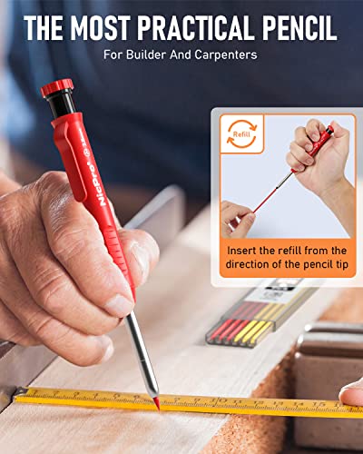 Nicpro 3 Pack Carpenter Pencils with Sharpener, Pencils for Construction - color: Black,Red,Yellow, size: 3 Pack