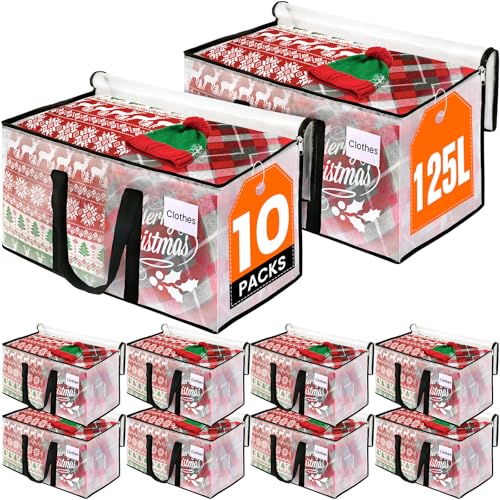 RoomHacks Moving Bags, Heavy Duty Large Storage Bags, 125L, 10 Pack, Clear - size: 125L- 10Packs