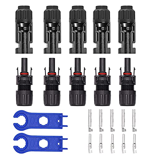 5 Pairs Solar Connectors M-C-4 Male/Female IP67 Waterproof Solar Panel Cable Connectors with Spanners - color: 5pair MC4+1pair Spanner