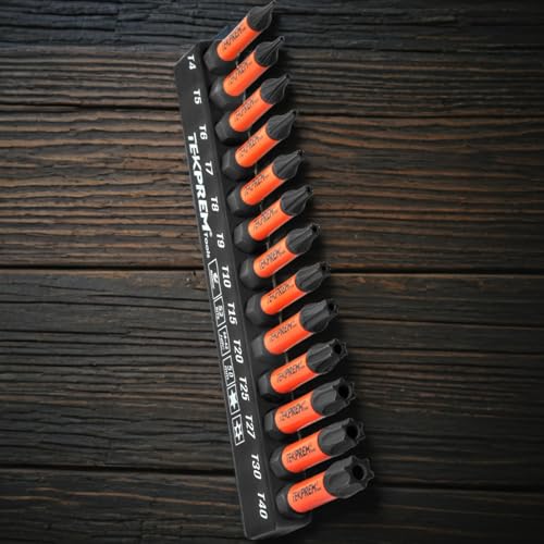Long Torx Bit Set with Magnetic Bit Driver,TEKPREM 13-Piece Security Torx Screwdriver Bit Set with 2 inch T4 T5 T6 T7 T8 T9 T10 T15 T20 T25 T27 T30 T40 Tamper Resistant - size: 2" Long Torx Bits