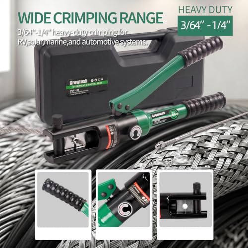 12-Ton Hydraulic Wire Rope Swaging Tool, 7 Dies for 3/64"-1/4" Double Barrel Sleeves Professional Rigging Swager (3/64"-1/4") - size: 3/64"-1/4"