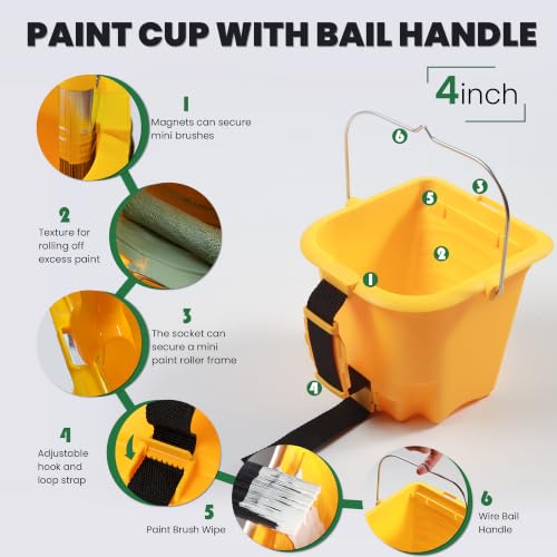 Voomey 20 Pack Handheld Paint Bucket and 4 Inch Roller Kit - size: 20 Pcs Hand Held Paint Bucket Kit