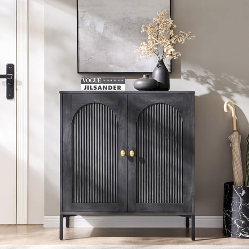 IFGET 34" Tall Modern Arch Sideboard Buffet Cabinet with Storage, Dark Grey - color: Dark Grey, size: 1 Piece
