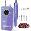 Pro Nail Drill, 45000RPM Rechargeable Cordless Electric File,Purple - color: Purple