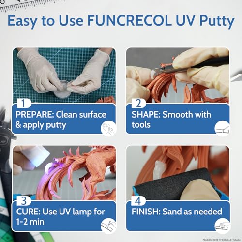 Plastic Putty - UV Light Curing Putty 365-405nm Fast Cure, Sand & Paint Ready, Opaque Multi-Surface Repair Filler for Crafts & 3D Prints, UV Putty 5g - size: 5g