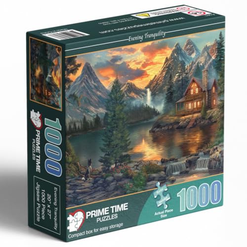 Adult Jigsaw Puzzle 1000 Piece Mountain Cabin - color: Evening Tranquility