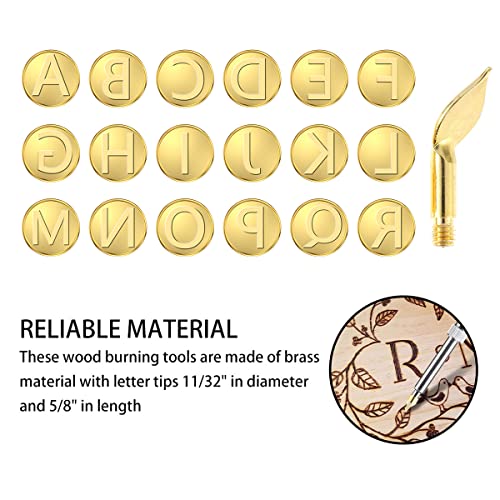 FUYGRCJ- 56Pcs Wood Burning Tip Set Letter Wood Burning Tool Including Alphabet Number Symbol Brass Alphabet Number Template for DIY Embossing Carving Craft Wood Burning
