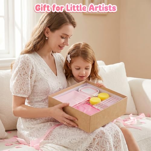 Zimuvora Silicone Painting Mat Set, Paint Mats for Kids with Foldable Silicone Cup, 4 Detail Paint Brushes, 2 Sponge Pads, Apron & Mixing Tool, Washable Art Table Mat (Pink) - color: Pink